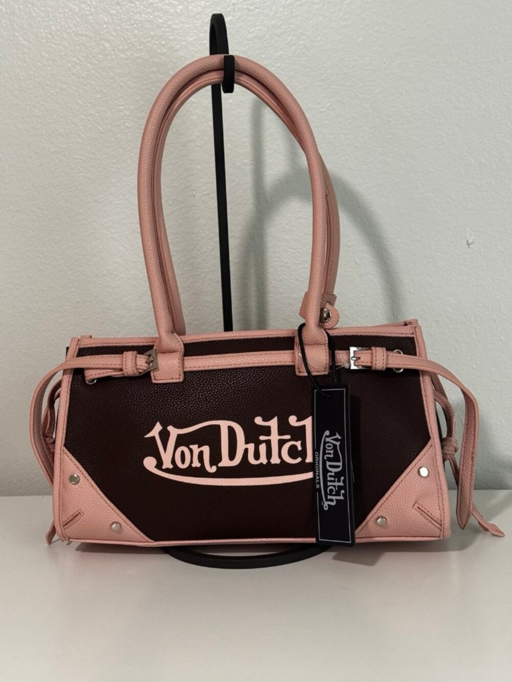 BRAND NEW WITH TAGS Von Dutch Pink and Brown Bag Lane Shoulder Bag